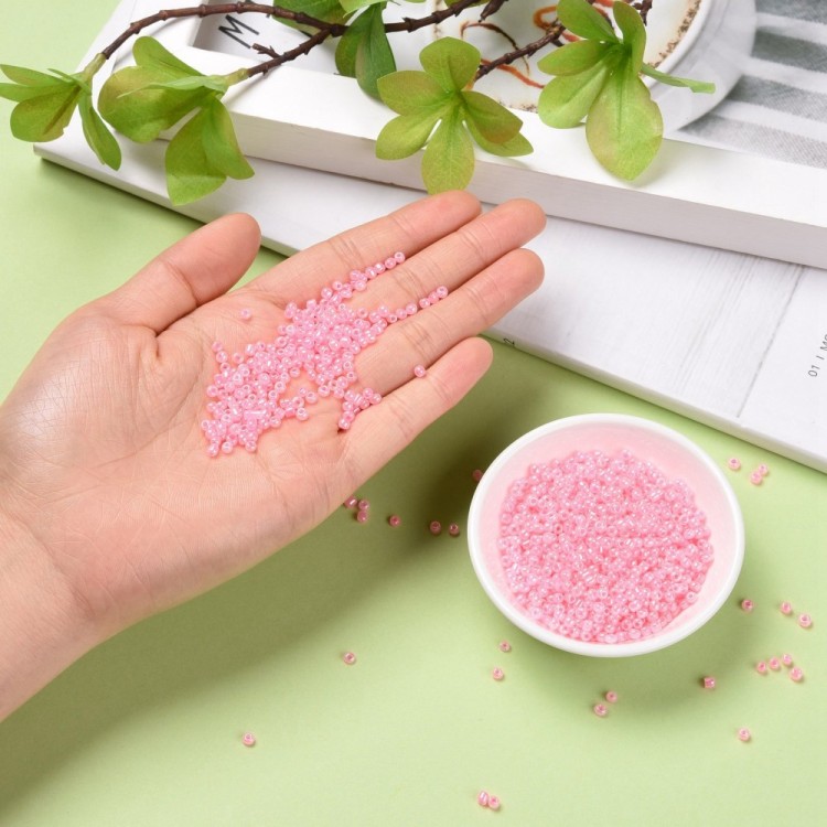 RA527 Koraliki szklane drobne seeds 8/0 okrągłe rokail 3mm 20g różowe perłowe