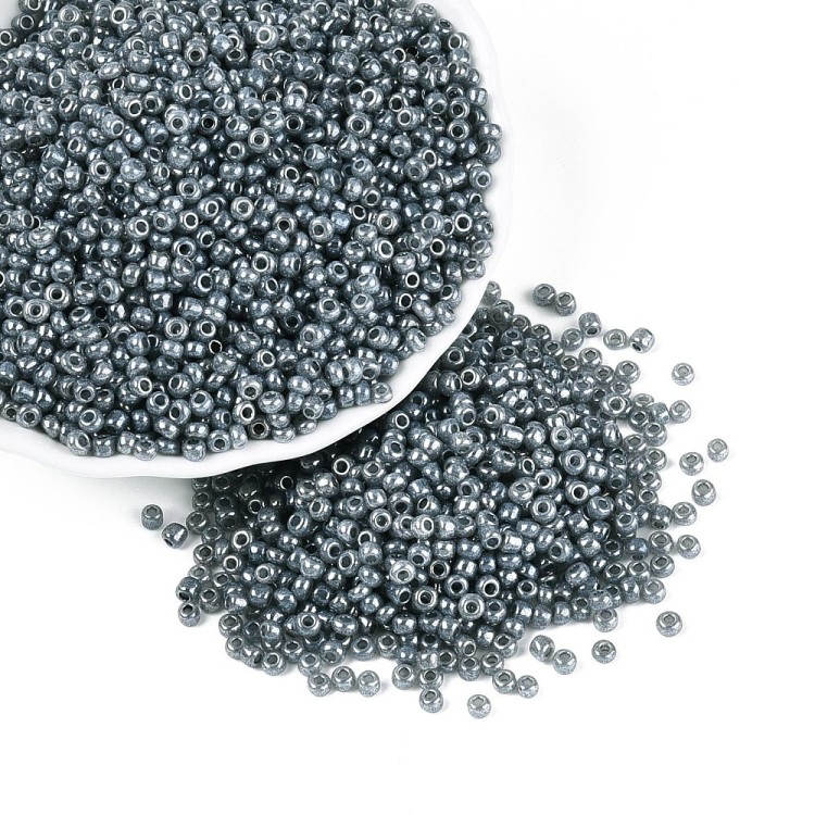 RA531 Koraliki szklane drobne seeds 8/0 okrągłe rokail 3mm 20g popielate perłowe