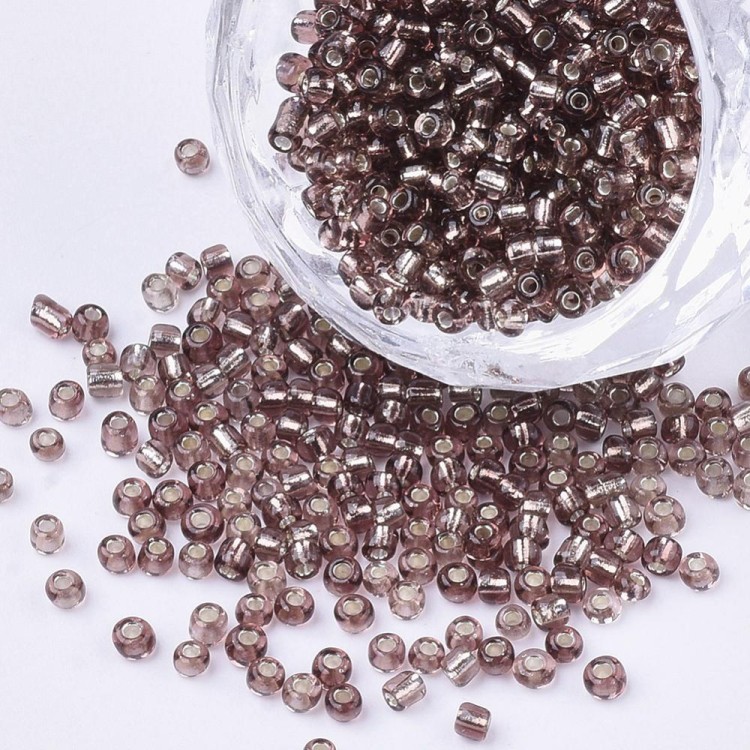 RA533 Koraliki szklane drobne seeds okrągłe rokail 3mm 20g śliwkowy lined