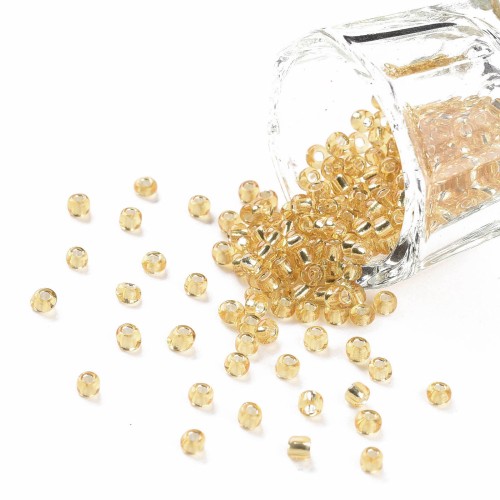 RA534 Koraliki szklane drobne seeds okrągłe rokail 3mm 20g j.złote lined