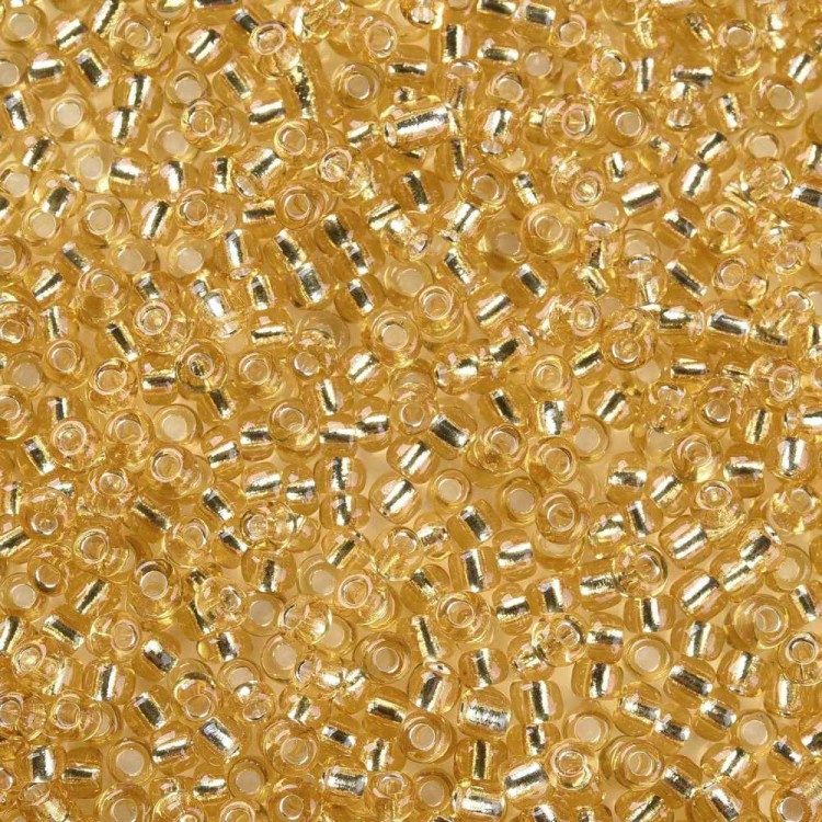 RA534 Koraliki szklane drobne seeds okrągłe rokail 3mm 20g j.złote lined