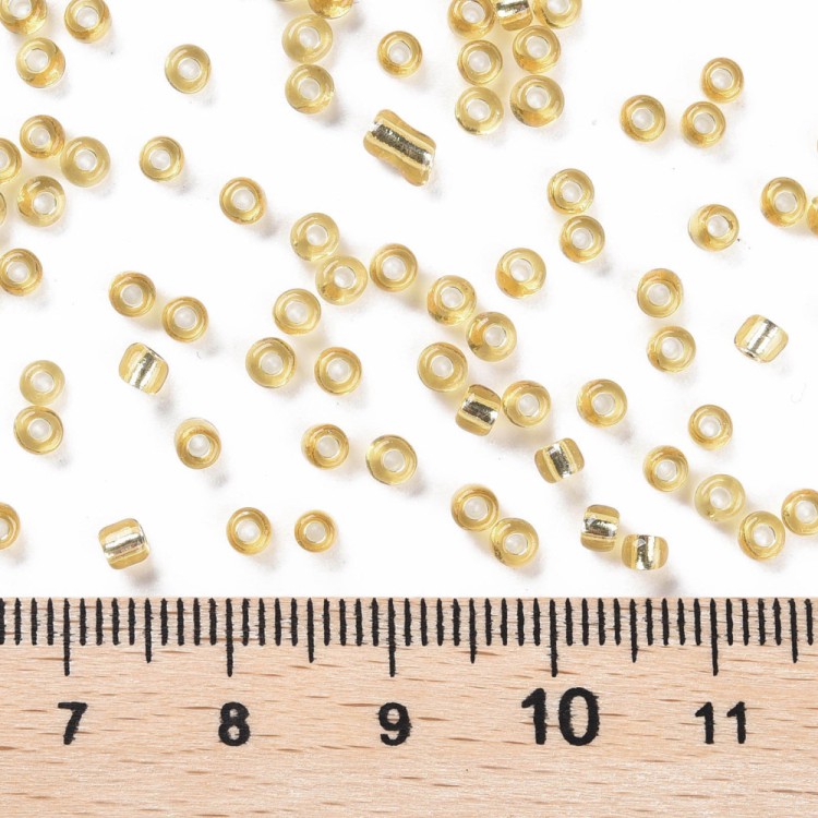 RA534 Koraliki szklane drobne seeds okrągłe rokail 3mm 20g j.złote lined