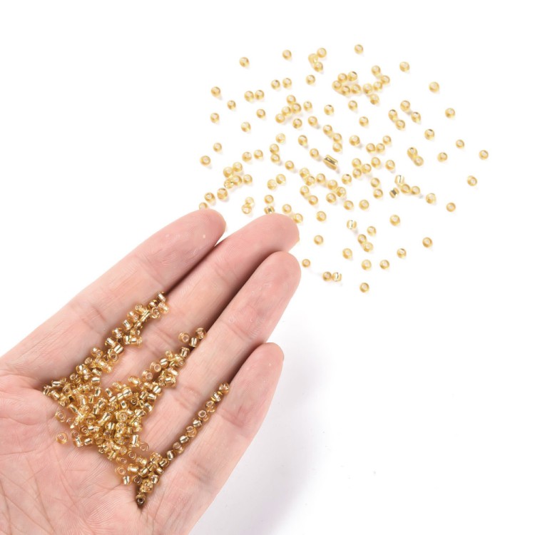 RA534 Koraliki szklane drobne seeds okrągłe rokail 3mm 20g j.złote lined