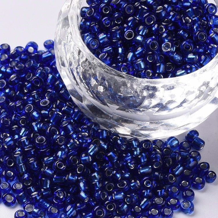 RA535 Koraliki szklane drobne seeds okrągłe rokail 3mm 20g szafirowe lined