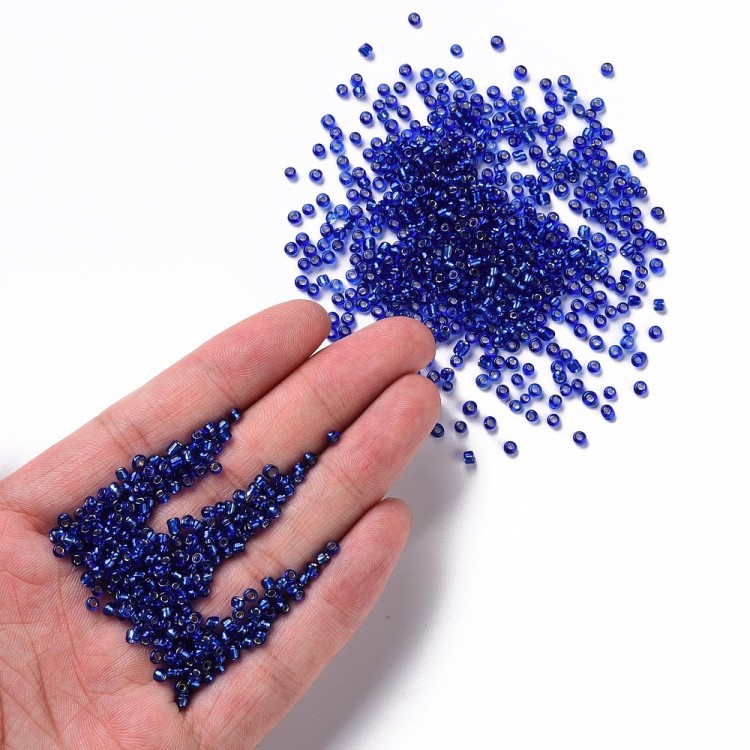 RA535 Koraliki szklane drobne seeds okrągłe rokail 3mm 20g szafirowe lined