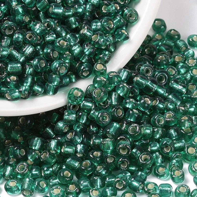 RA536 Koraliki szklane drobne seeds okrągłe rokail 3mm 20g szmaragdowe lined