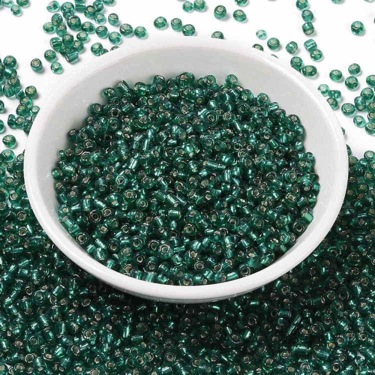 RA536 Koraliki szklane drobne seeds okrągłe rokail 3mm 20g szmaragdowe lined