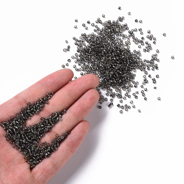 RA537 Koraliki szklane drobne seeds okrągłe rokail 3mm 20g szare lined