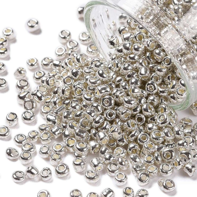 RA548 Koraliki szklane drobne seeds okrągłe rokail 2mm 20g srebrne metallic