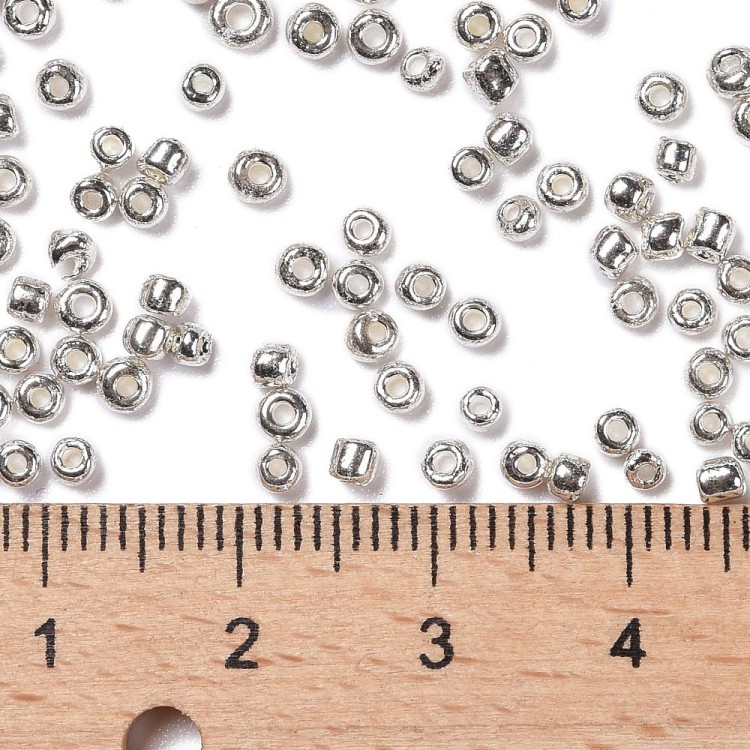 RA548 Koraliki szklane drobne seeds okrągłe rokail 2mm 20g srebrne metallic
