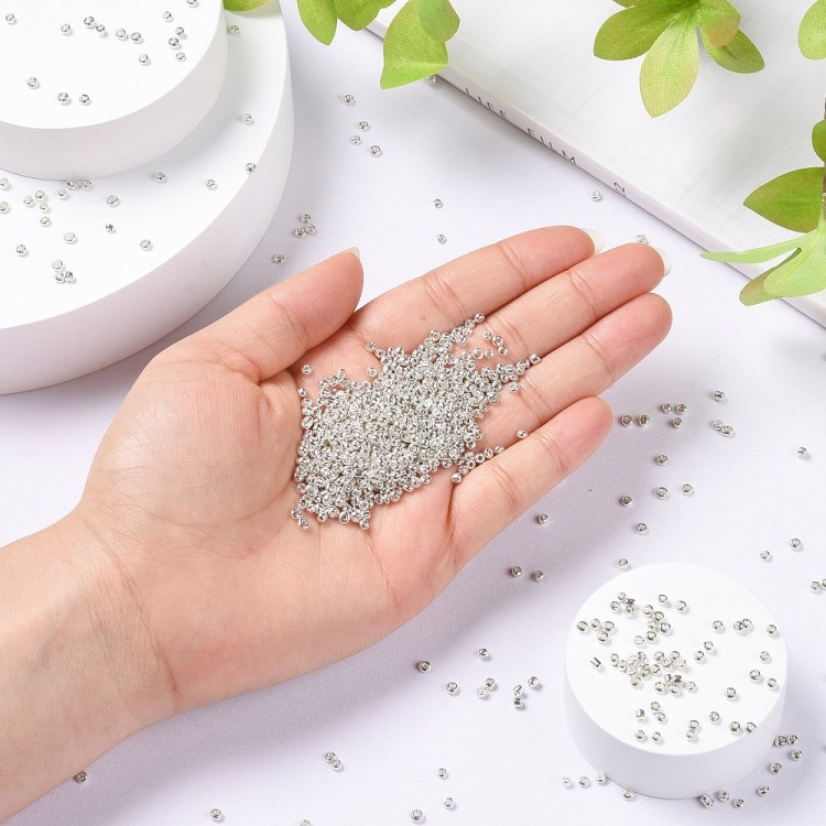 RA548 Koraliki szklane drobne seeds okrągłe rokail 2mm 20g srebrne metallic