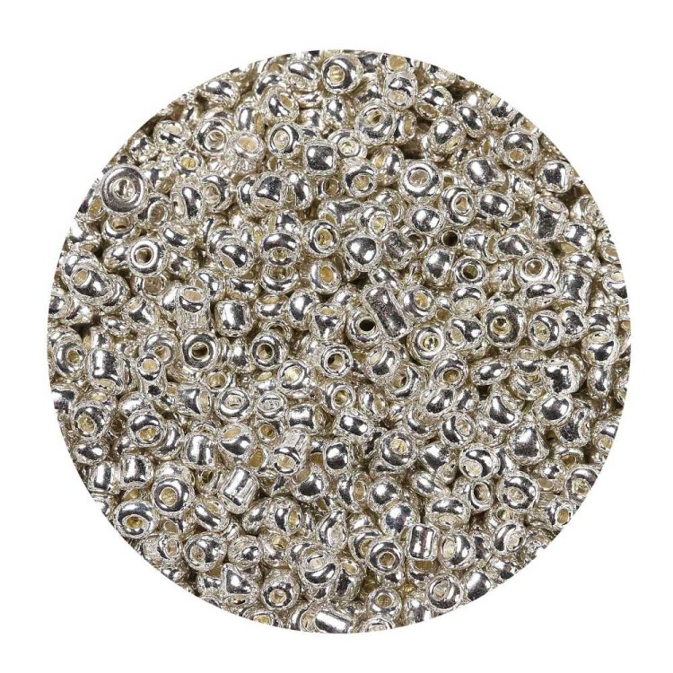 RA548 Koraliki szklane drobne seeds okrągłe rokail 2mm 20g srebrne metallic