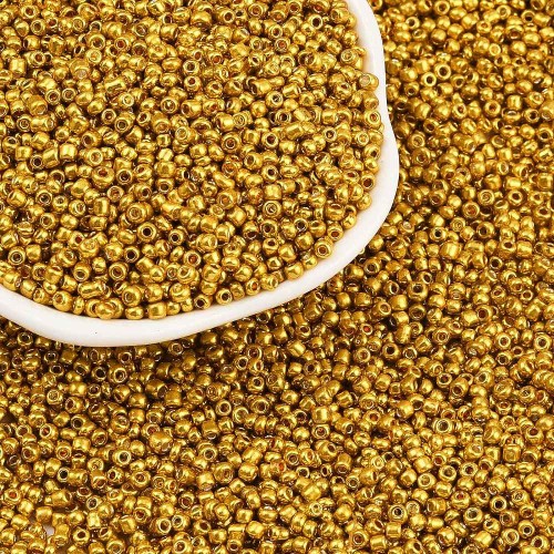 RA548 Koraliki szklane drobne seeds 12/0 okrągłe rokail 2mm 20g złote metallic
