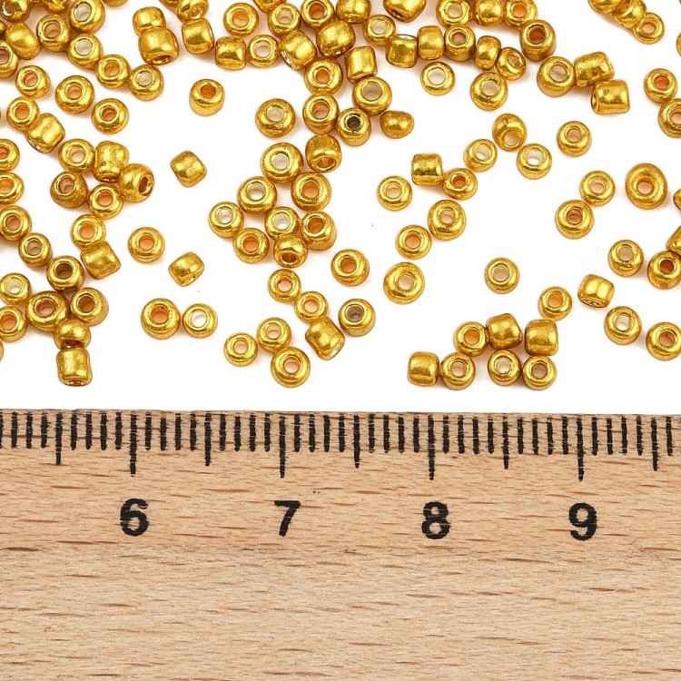 RA548 Koraliki szklane drobne seeds 12/0 okrągłe rokail 2mm 20g złote metallic