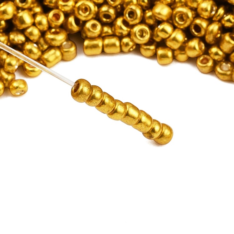 RA548 Koraliki szklane drobne seeds 12/0 okrągłe rokail 2mm 20g złote metallic