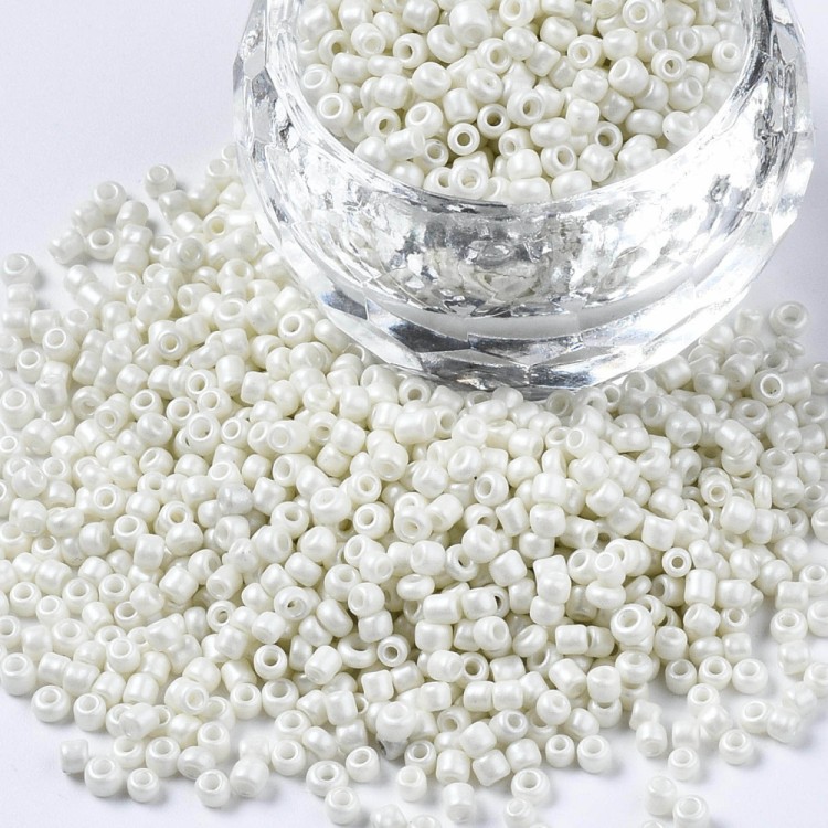 RA551 Koraliki szklane drobne seeds 12/0 okrągłe rokail 2mm 20g ecru perłowe