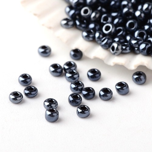 RA553 Koraliki szklane drobne seeds 12/0 okrągłe rokail 2mm 20g grafitowe metallic