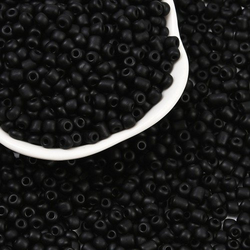RA557 Koraliki szklane drobne seeds 6/0 okrągłe rokail 4mm 20g czarne matowe