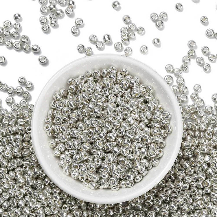 RA558 Koraliki szklane drobne seeds 6/0 okrągłe rokail 4mm 20g srebrne