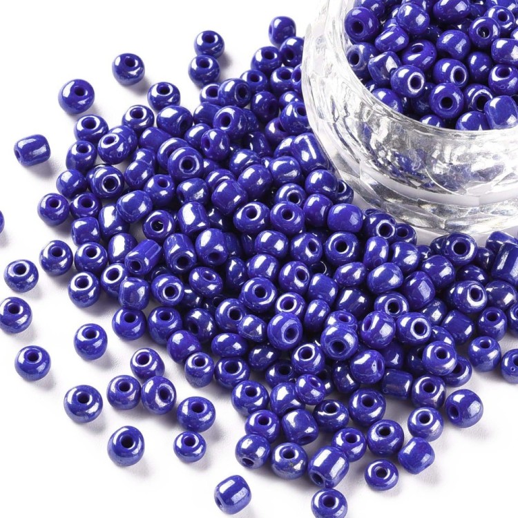 RA560 Koraliki szklane drobne seeds 6/0 okrągłe rokail 4mm 20g niebieskie perłowe