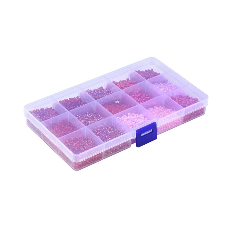 zra37 Zestaw koralików 3mm szklanych seeds rokail 180g - czerwono-różowe