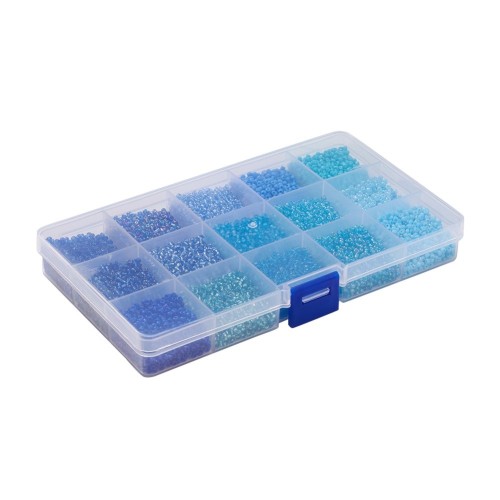 zra40 Zestaw koralików 2mm szklanych seeds rokail 180g - niebieskie