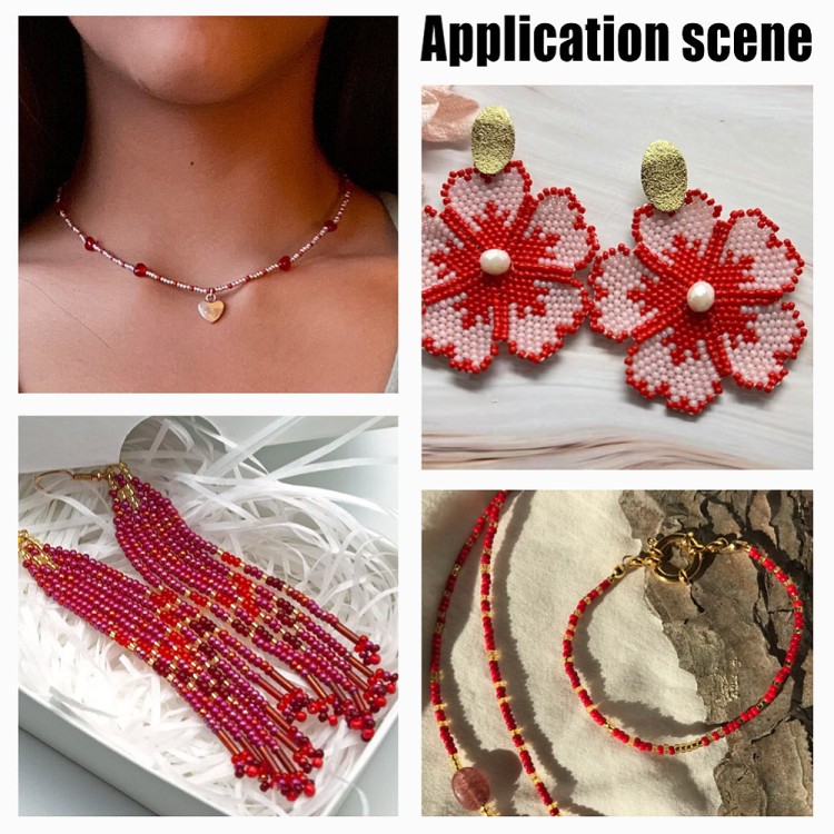 zra41 Zestaw koralików 2mm szklanych seeds rokail 180g - czerwono-różowe