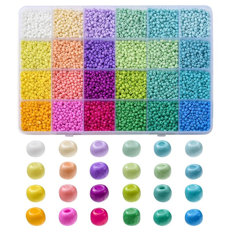 zra42 Zestaw koralików 3mm szklanych seeds rokail 312g - mix kolor