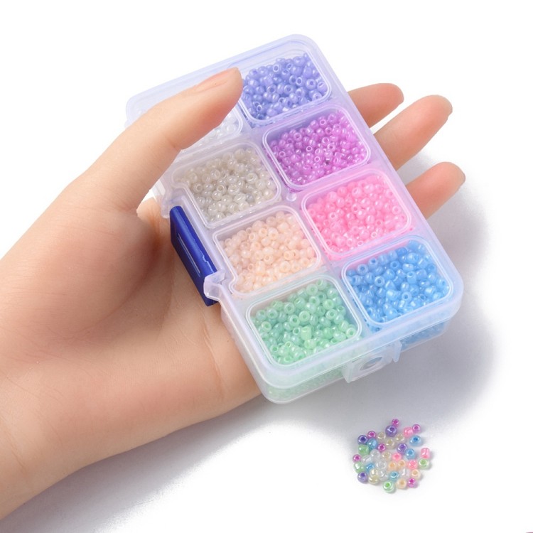 zra43 Zestaw koralików 3mm szklanych seeds rokail 3384szt - mix kolor perłowe