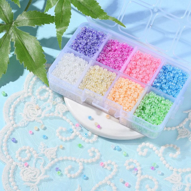 zra43 Zestaw koralików 3mm szklanych seeds rokail 3384szt - mix kolor perłowe