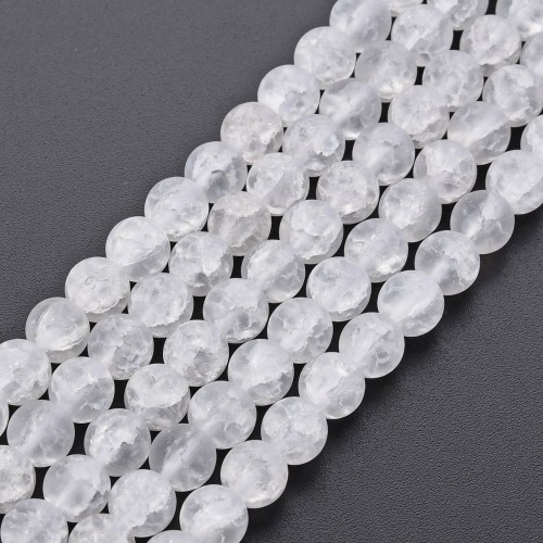 CRA177 Koraliki szklane crackle spękane 6mm sznur 65szt matowe crystal