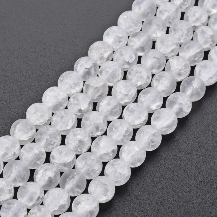 CRA177 Koraliki szklane crackle spękane 6mm sznur 65szt matowe crystal