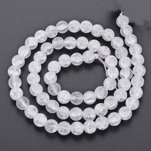 CRA177 Koraliki szklane crackle spękane 6mm sznur 65szt matowe crystal