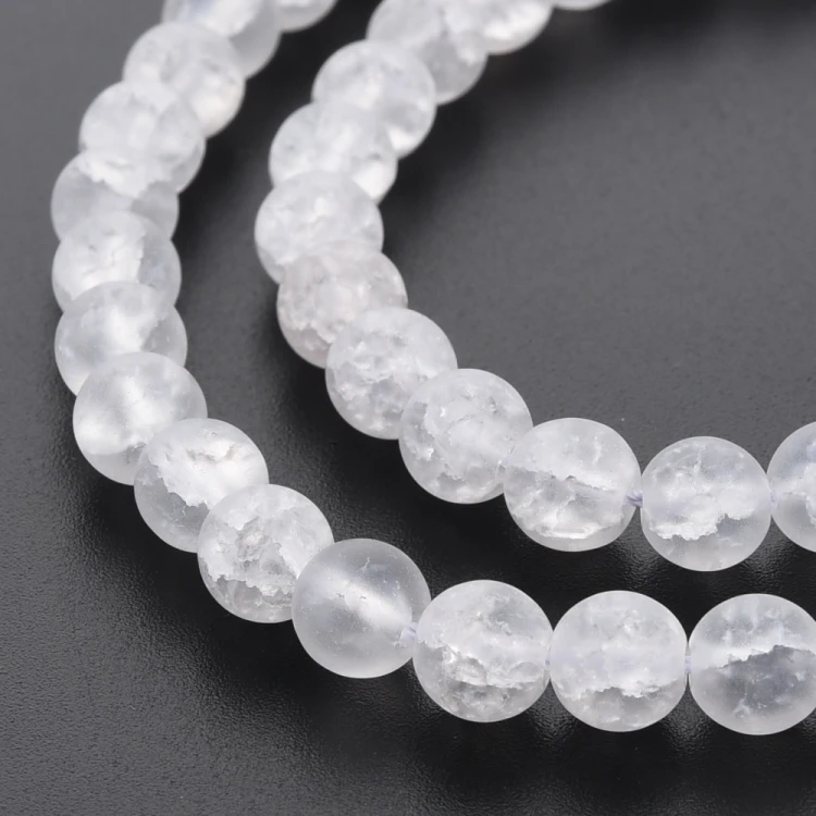 CRA177 Koraliki szklane crackle spękane 6mm sznur 65szt matowe crystal