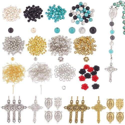 ZKOR57 Zestaw koralików i półfakbrykatów różaniec mix