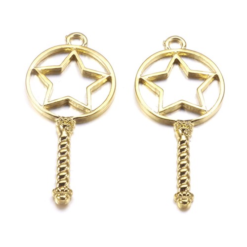 BEZ494 Zawieszka ramka do żywicy klucz 23x53mm 2szt złota