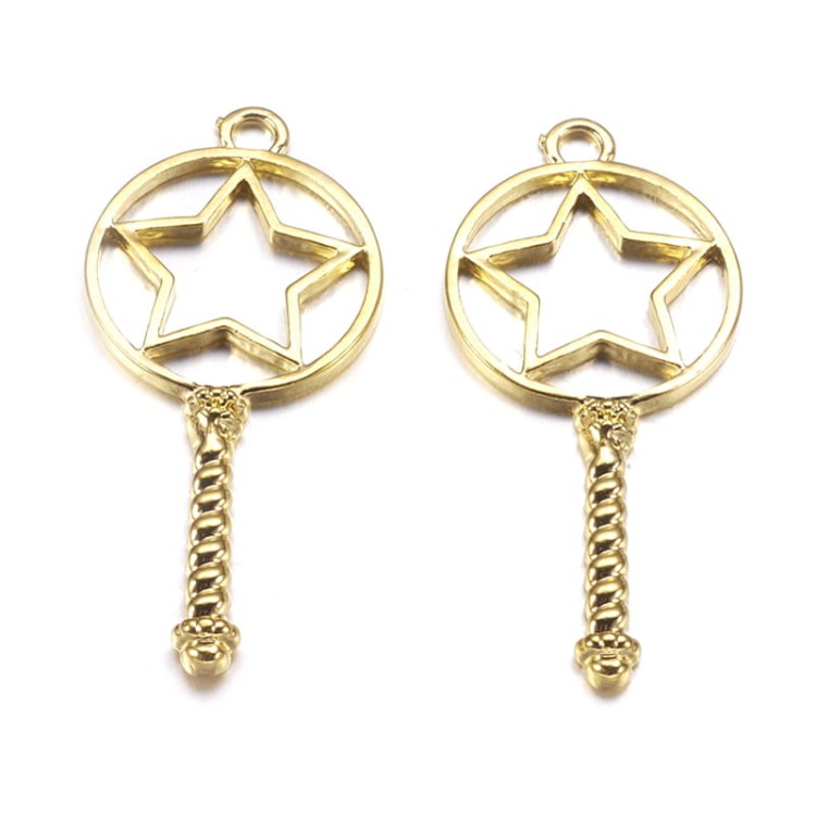 BEZ494 Zawieszka ramka do żywicy klucz 23x53mm 2szt złota