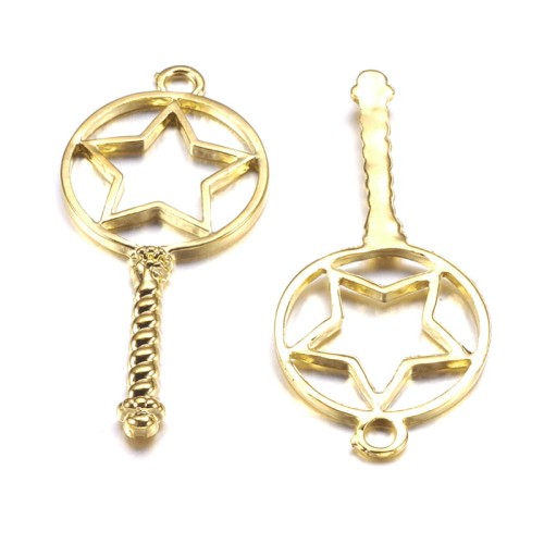 BEZ494 Zawieszka ramka do żywicy klucz 23x53mm 2szt złota