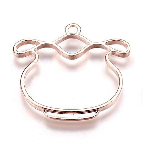 BEZ495 Zawieszka ramka do żywicy WAZA 36x35mm 2szt rose gold