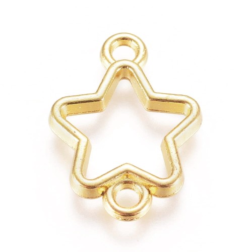 BEZ496 Zawieszka ramka do żywicy gwiazdka 12x16mm 2szt złota