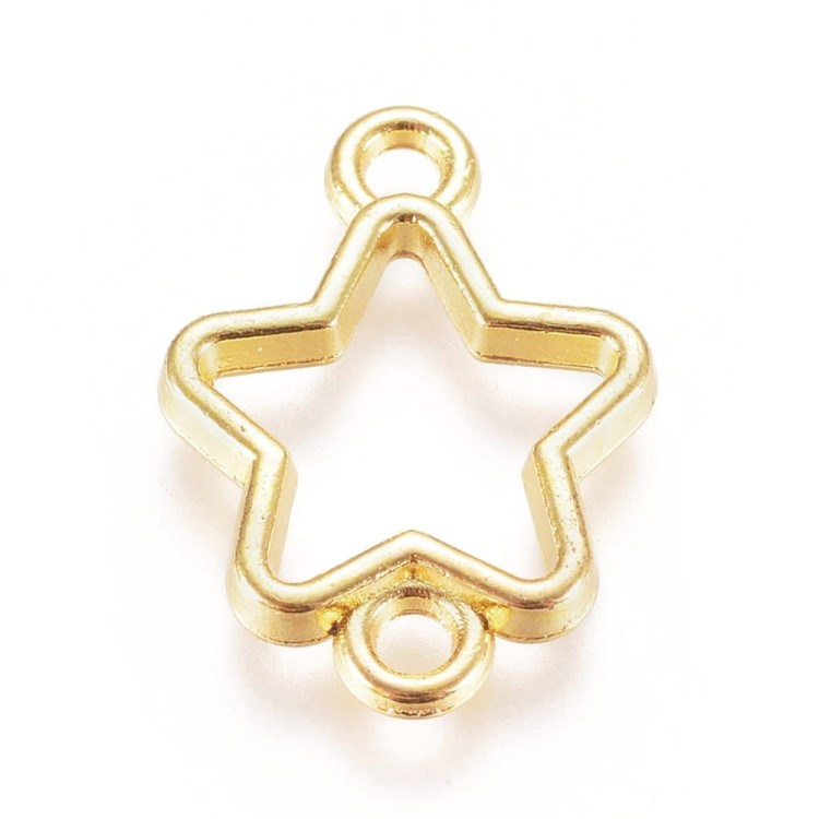 BEZ496 Zawieszka ramka do żywicy gwiazdka 12x16mm 2szt złota