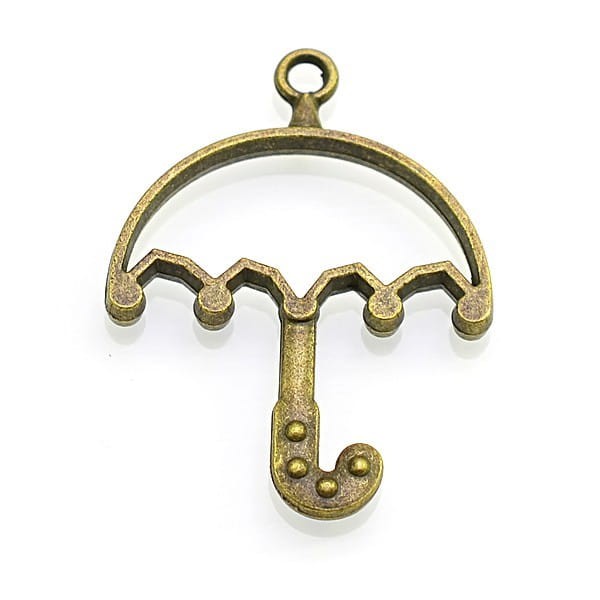 BEZ500 Zawieszka ramka bezel do żywicy parasol 32x43mm 2szt mosiężna