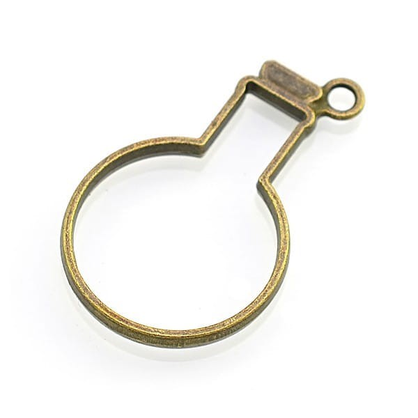 BEZ498 Zawieszka ramka do żywicy kolba 26x42mm 2szt mosiężna