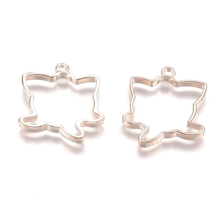BEZ499 Zawieszka ramka bezel do żywicy kot kotek rose gold 2szt