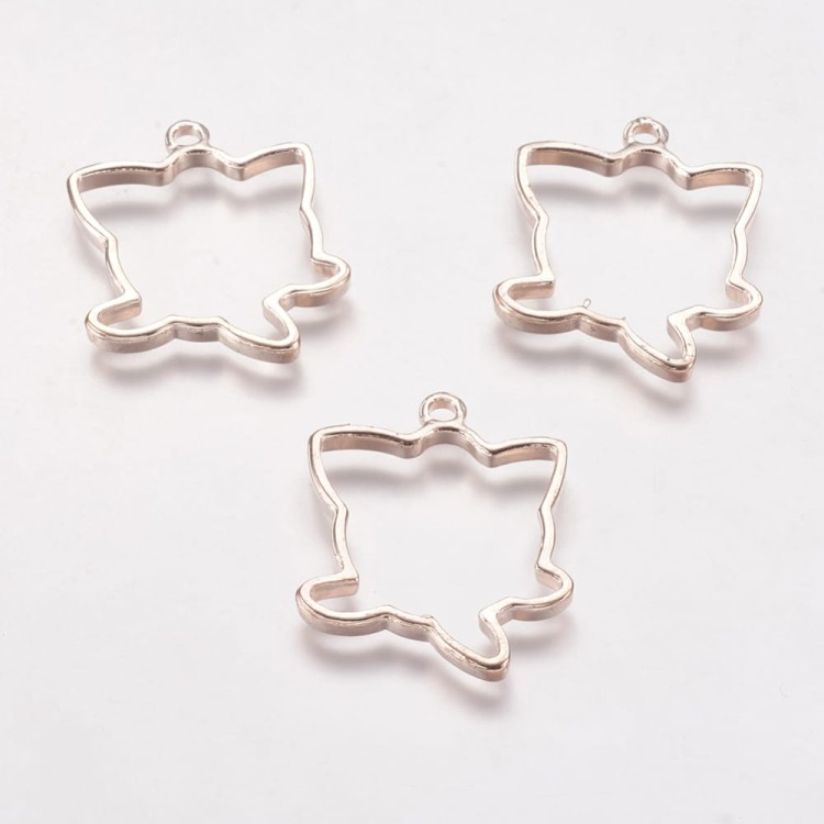 BEZ499 Zawieszka ramka bezel do żywicy kot kotek rose gold 2szt