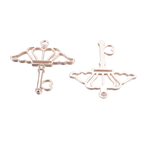 BEZ501 Zawieszka ramka do żywicy kluczyk wing rose gold 2szt