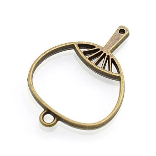 BEZ502 Zawieszka ramka do żywicy wachlarz 30x42mm 2szt mosiężna