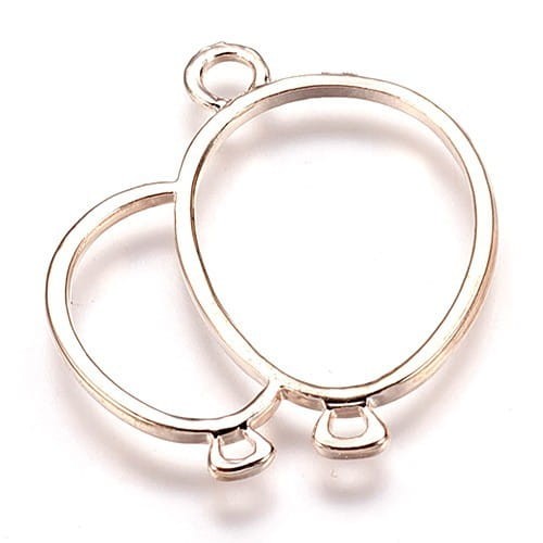 BEZ503 Zawieszka ramka do żywicy balony 32x35mm 2szt rose gold