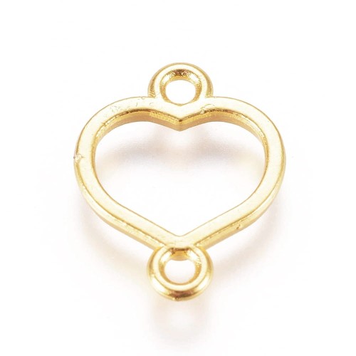BEZ504 Zawieszka ramka do żywicy serce 12x15mm 2szt złota