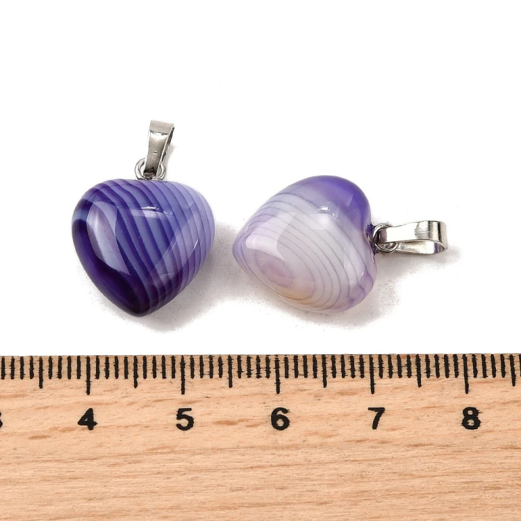 ZKA52 Zawieszka wisior serce serduszko z kamieniem naturalnym agatem pasiastym 15x18mm